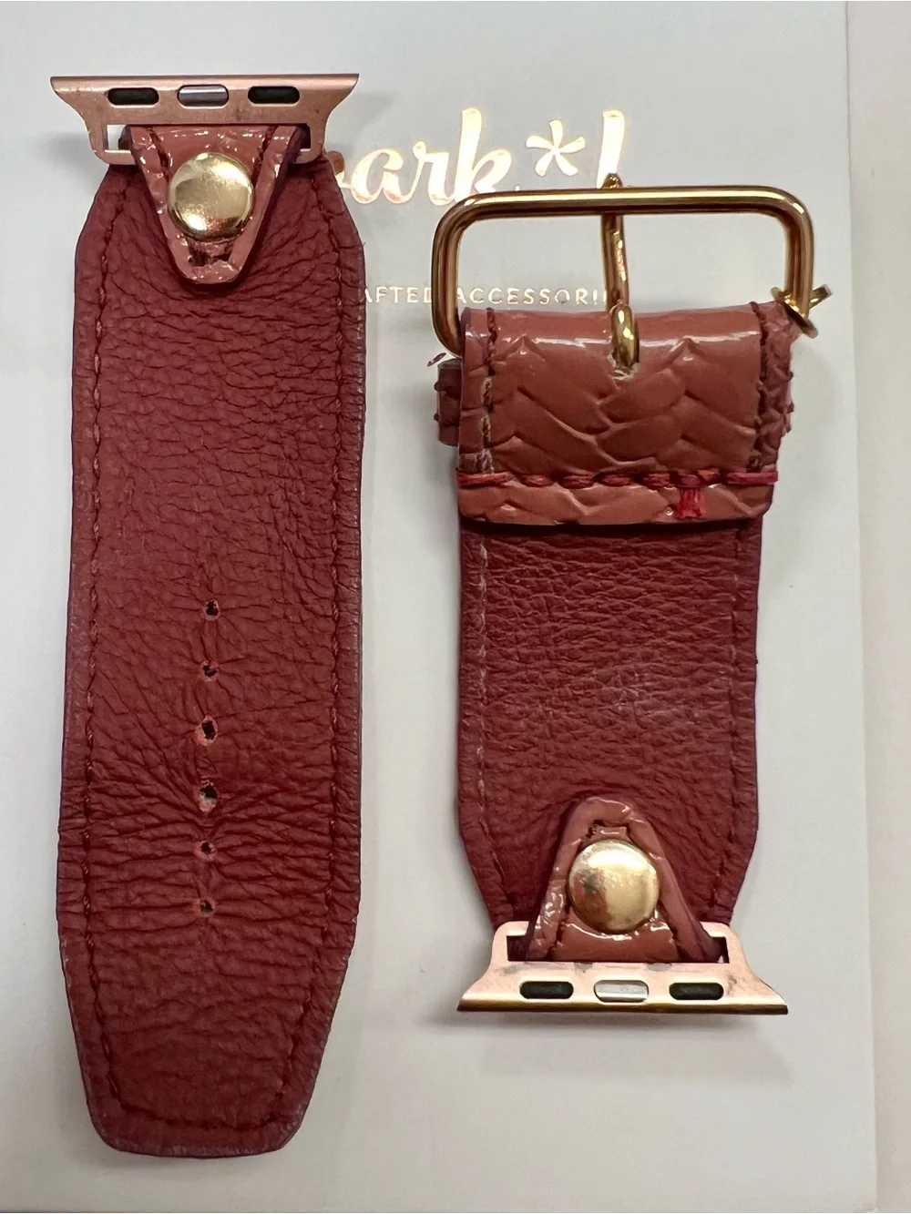 Spark*l band for Apple Watch Luxe leather Small apple adapters Size 2